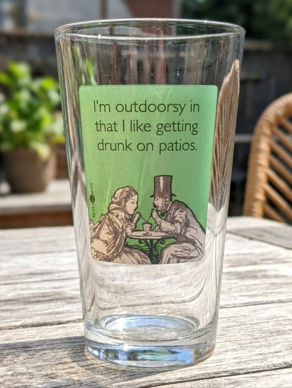SomeeCards Pint Glass I’m Outdoorsy in that I like drinking on patios 16 oz USA